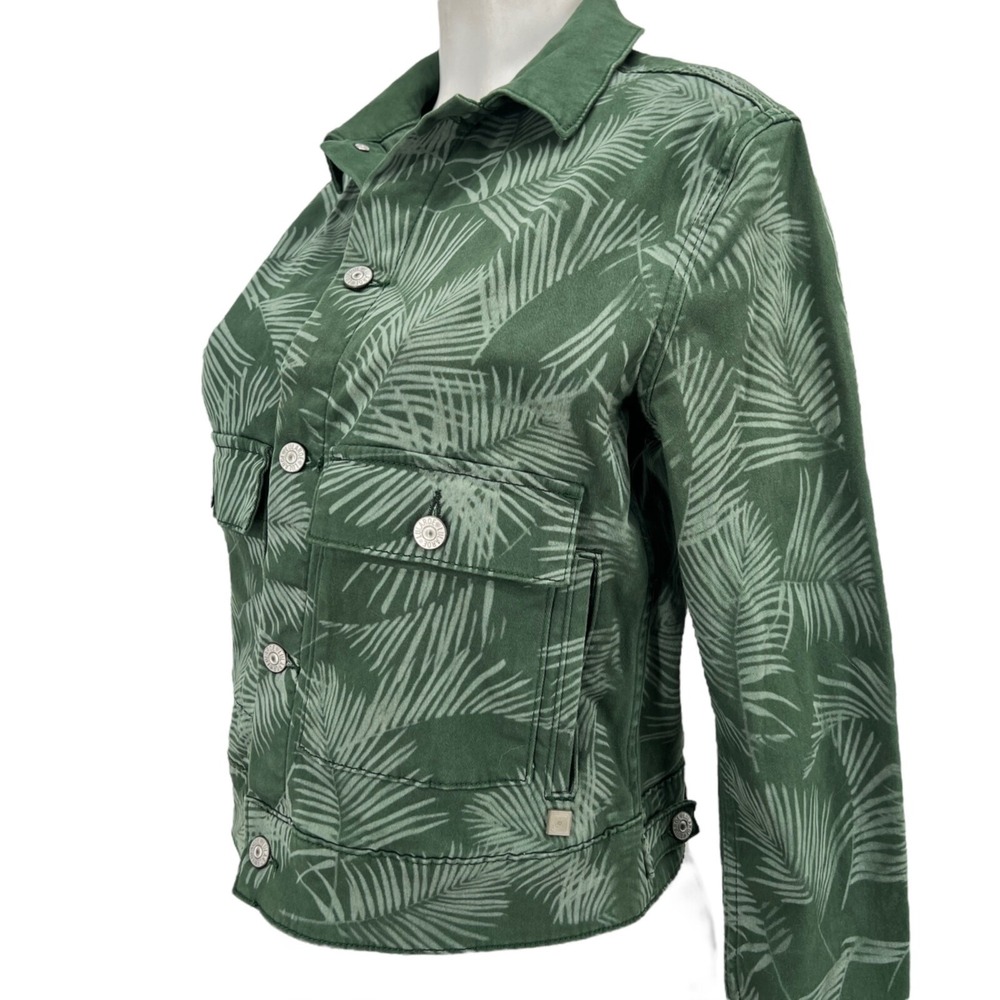 LulaRoe Women's Green Leaf Soft Stretch Jacket Size Small Boho Chic Button Front